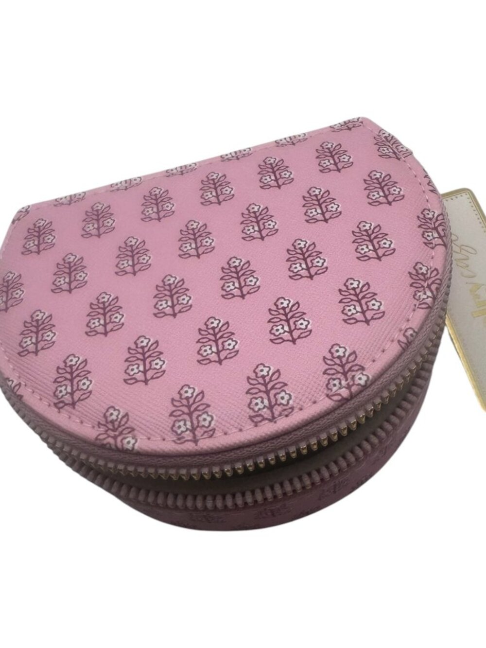 Pink Travel JEWELRY CASE New Gold Tone Zip
